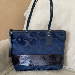 Blue coach purse with sequins